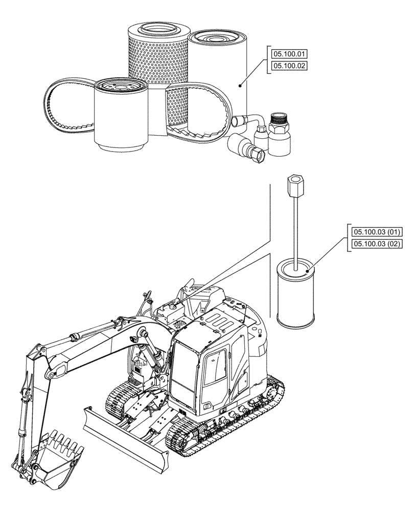 Схема запчастей Case CX245D - (05.000.00) - SECTION INDEX - MACHINE COMPLETION & EQUIPMENT (05) - SERVICE & MAINTENANCE
