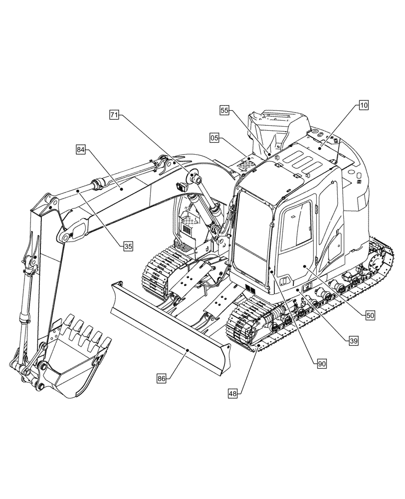 Схема запчастей Case CX245D SR LC - (00.000.00) - PICTORIAL INDEX - MAIN SECTIONS (00) - GENERAL & PICTORIAL INDEX