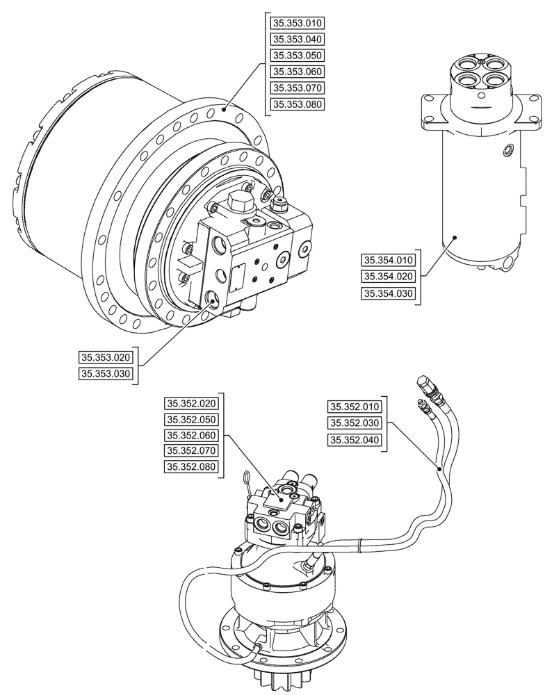 Схема запчастей Case CX145D SR LC W/BLADE - (00.000.35[01]) - PICTORIAL INDEX - HYDRAULIC SYSTEMS (00) - GENERAL & PICTORIAL INDEX