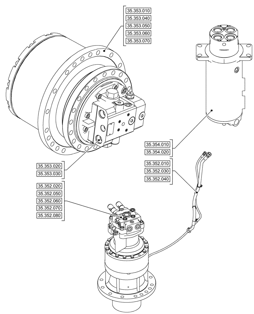 Схема запчастей Case CX245D SR LC - (35.000.00[02]) - SECTION INDEX - HYDRAULIC SYSTEMS (35) - HYDRAULIC SYSTEMS