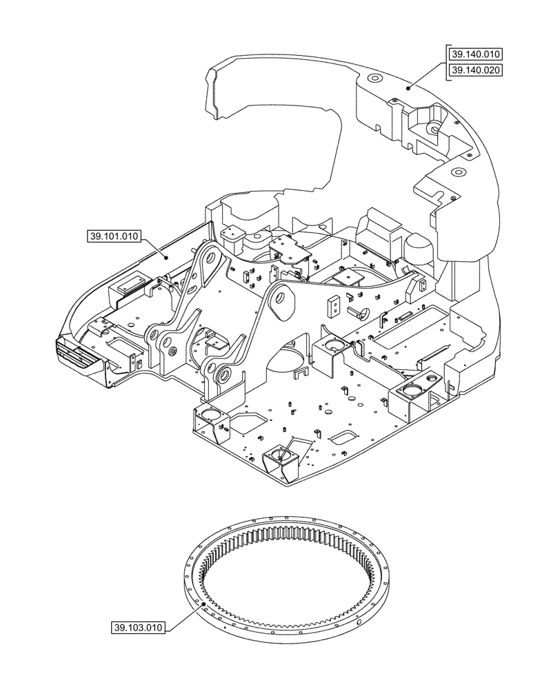 Схема запчастей Case CX245D SR LC - (00.000.39) - PICTORIAL INDEX - FRAMES AND BALLASTING (00) - GENERAL & PICTORIAL INDEX