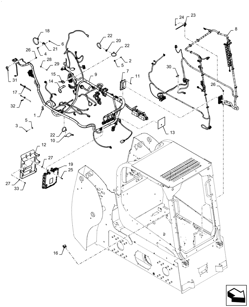 Схема запчастей Case SR130 - (55.101.AC[04]) - WIRE HARNESS & CONNECTOR, ELECTRONIC CONTROLS, OPEN CAB (25-AUG-2015 THRU 13-NOV-2016) (55) - ELECTRICAL SYSTEMS