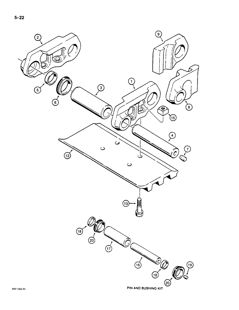 Схема запчастей Case 550 - (5-22) - CASE LUBRICATED TRACK CHAIN, IF USED, WITH SPLIT MASTER LINKS P.I.N. JAK0013968 AND AFTER (11) - TRACKS/STEERING