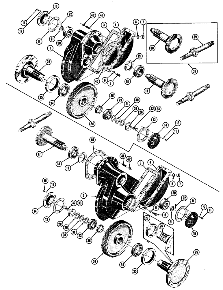 Схема запчастей Case 600 - (082) - TRANSMISSION INSTALLATION (STANDARD), FINAL DRIVE & MTG. PARTS (USED FROM S/N 656-471) (03) - TRANSMISSION