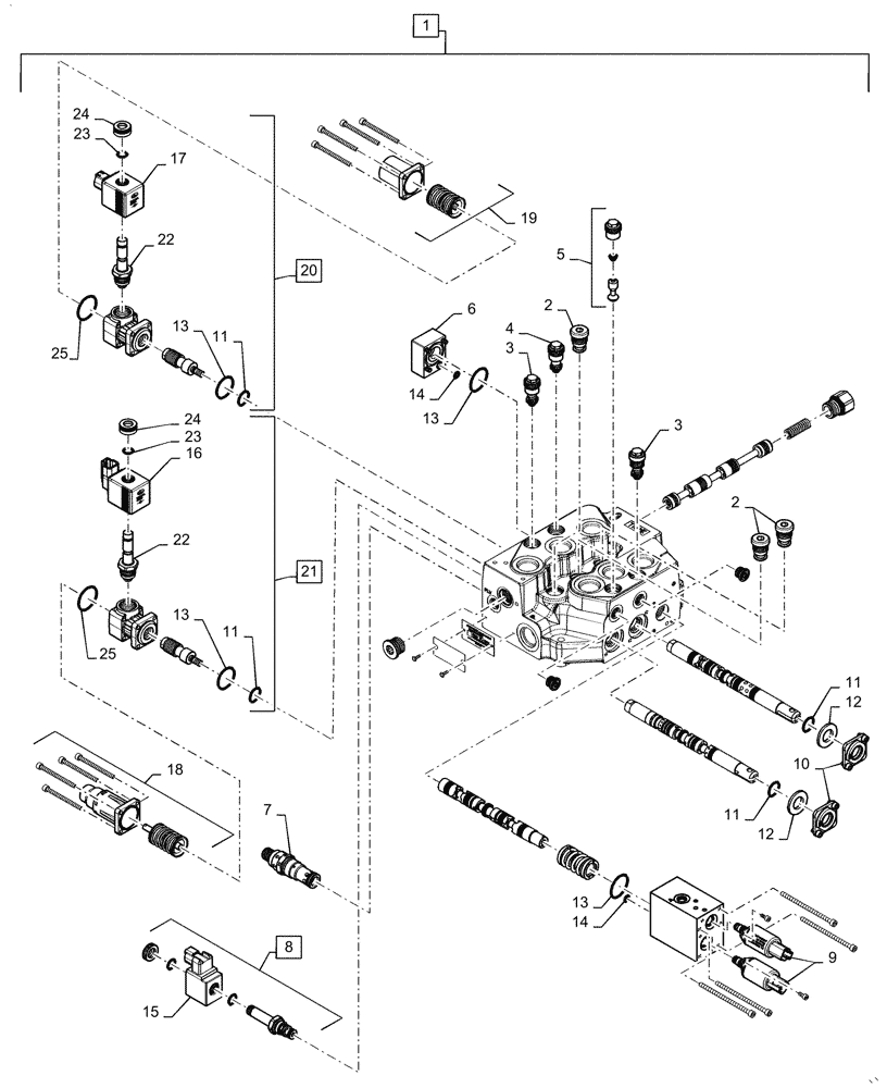 Схема запчастей Case SV340 - (35.356.010) - FOOT CONTROL VALVE, MECHANICAL CONTROLS (35) - HYDRAULIC SYSTEMS