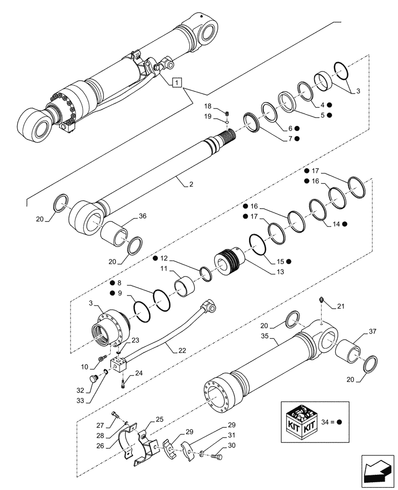 Схема запчастей Case CX145D SR LC W/BLADE - (35.736.080) - VAR - 481064 - LIFT CYLINDER, BOOM, LINE, LEFT, COMPONENTS (35) - HYDRAULIC SYSTEMS