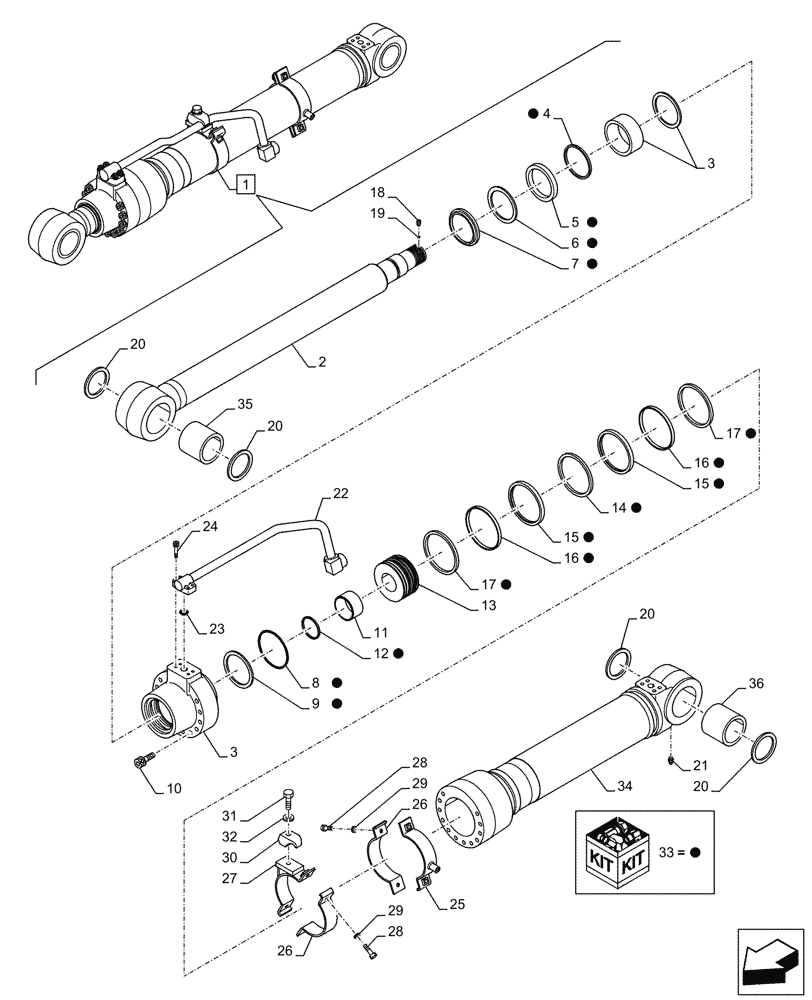 Схема запчастей Case CX145D SR LC - (35.736.070) - VAR - 481064 - LIFT CYLINDER, BOOM, LINE, RIGHT, COMPONENTS (35) - HYDRAULIC SYSTEMS