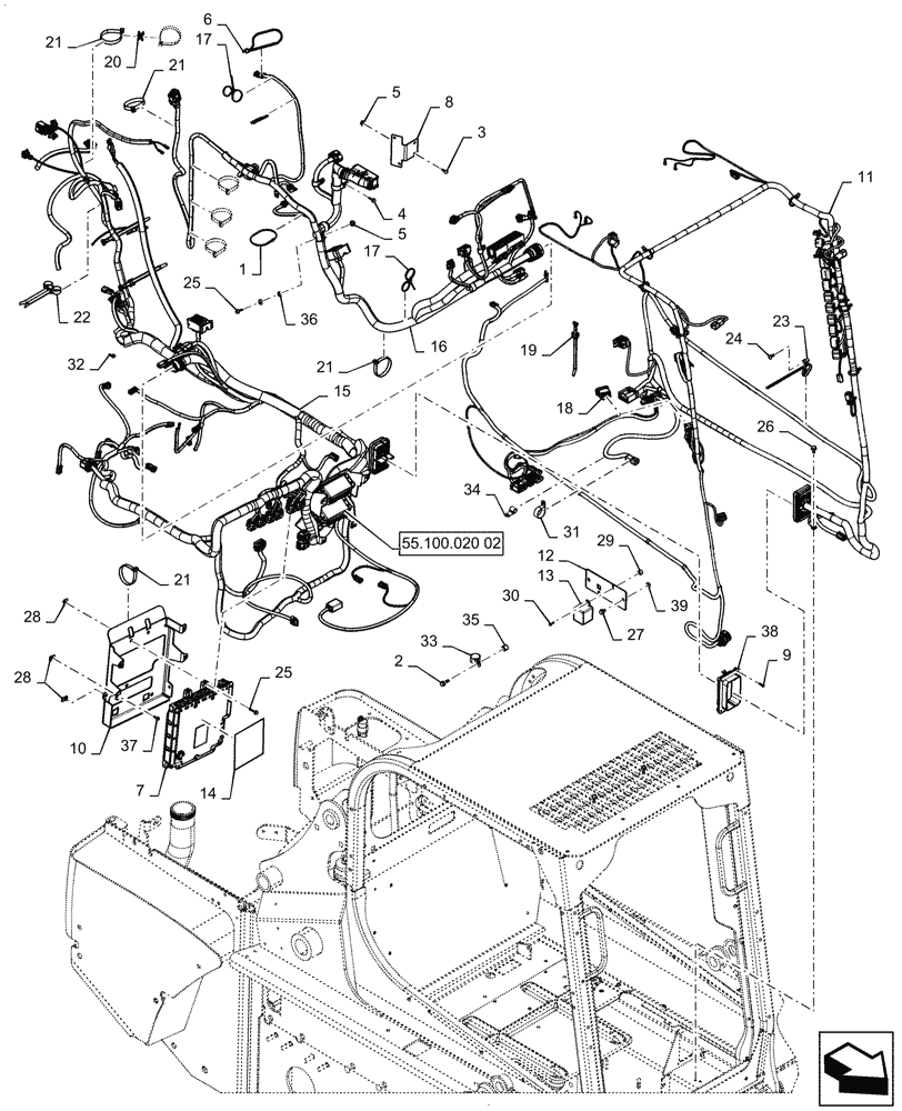 Схема запчастей Case TV380 - (55.101.010[03]) - WIRE HARNESS, ELECTRO-HYDRAULIC CONTROLS (55) - ELECTRICAL SYSTEMS