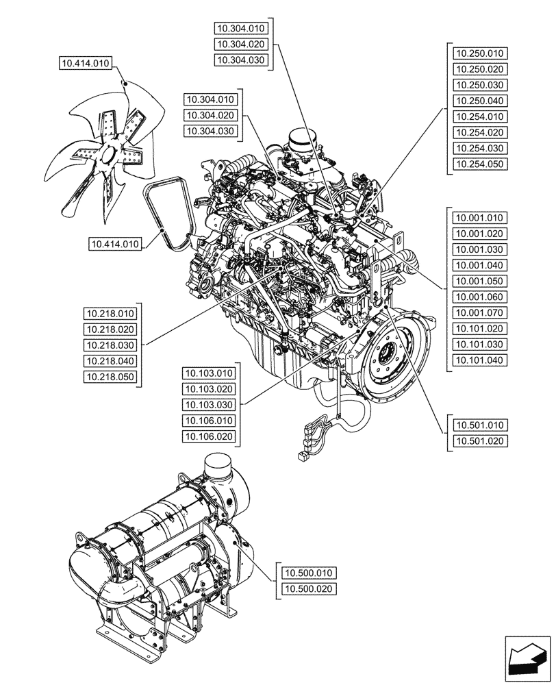 Схема запчастей Case AQ-6WG1XASS11 - (10.000.000) - SECTION INDEX - ENGINE (10) - ENGINE