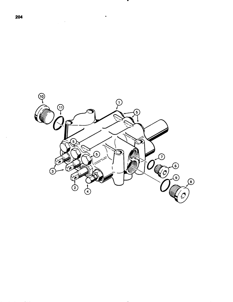 Схема запчастей Case 450B - (204) - R43260 ANGLE TILT DOZER CONTROL VALVE, THREE SPOOL (07) - HYDRAULIC SYSTEM