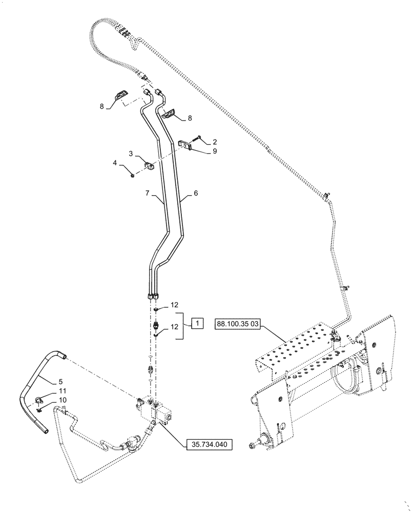 Схема запчастей Case TR320 - (35.734.AH[06]) - HYDRAULIC COUPLER, CHASSIS PLUMBING (SR250,TR320) (35) - HYDRAULIC SYSTEMS