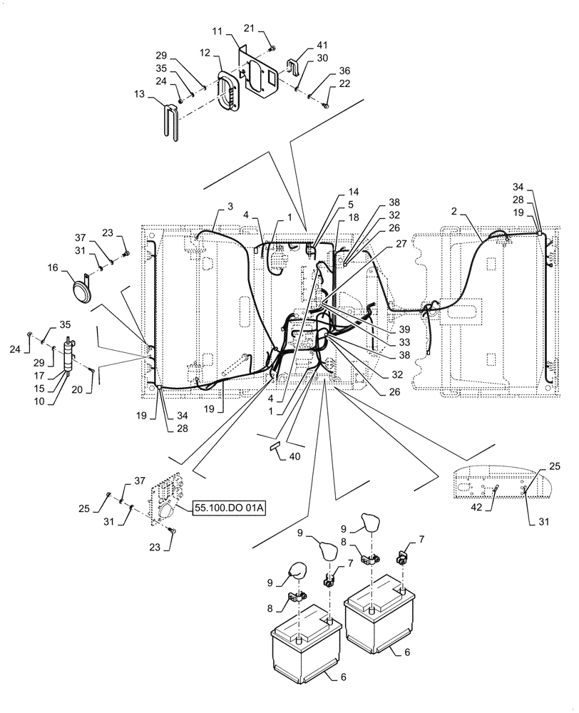 Схема запчастей Case DV210CD - (55.100.AI[01]) - CHASSIS, WIRE HARNESS - COMBI - ASN NGNTP2002 (55) - ELECTRICAL SYSTEMS