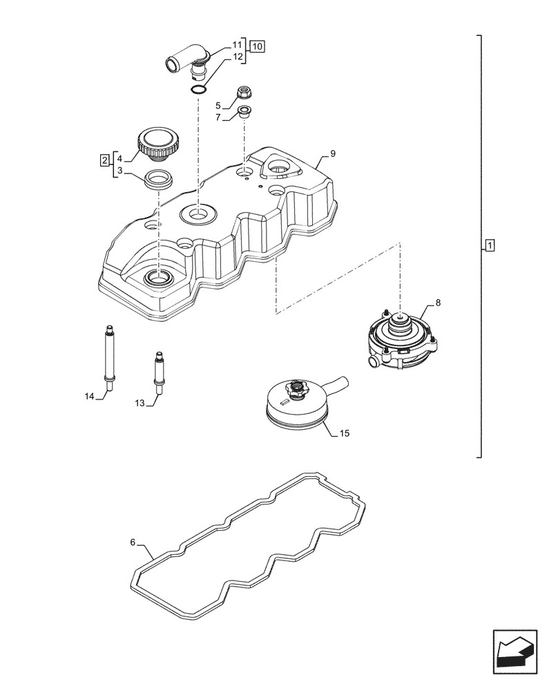 Схема запчастей Case F4HFE613B B006 - (10.101.AB[02]) - CYLINDER HEAD, COVER, FROM SERIAL NUMBER 1462088 (10) - ENGINE