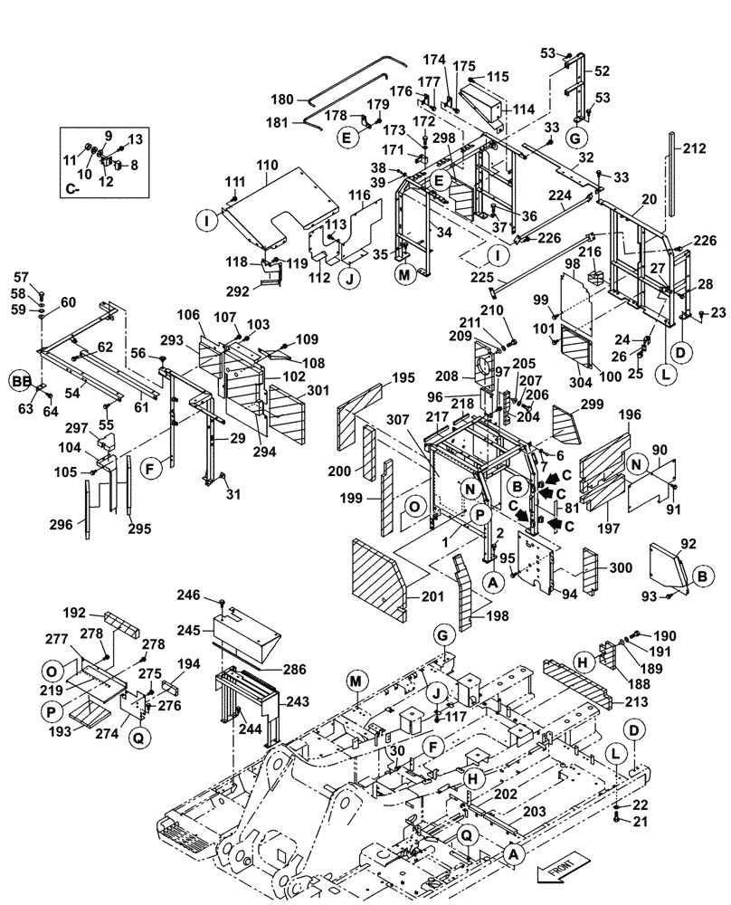 Схема запчастей Case CX470C - (09-006-00[01]) - HOUSE (05.1) - UPPERSTRUCTURE CHASSIS/ATTACHMENTS