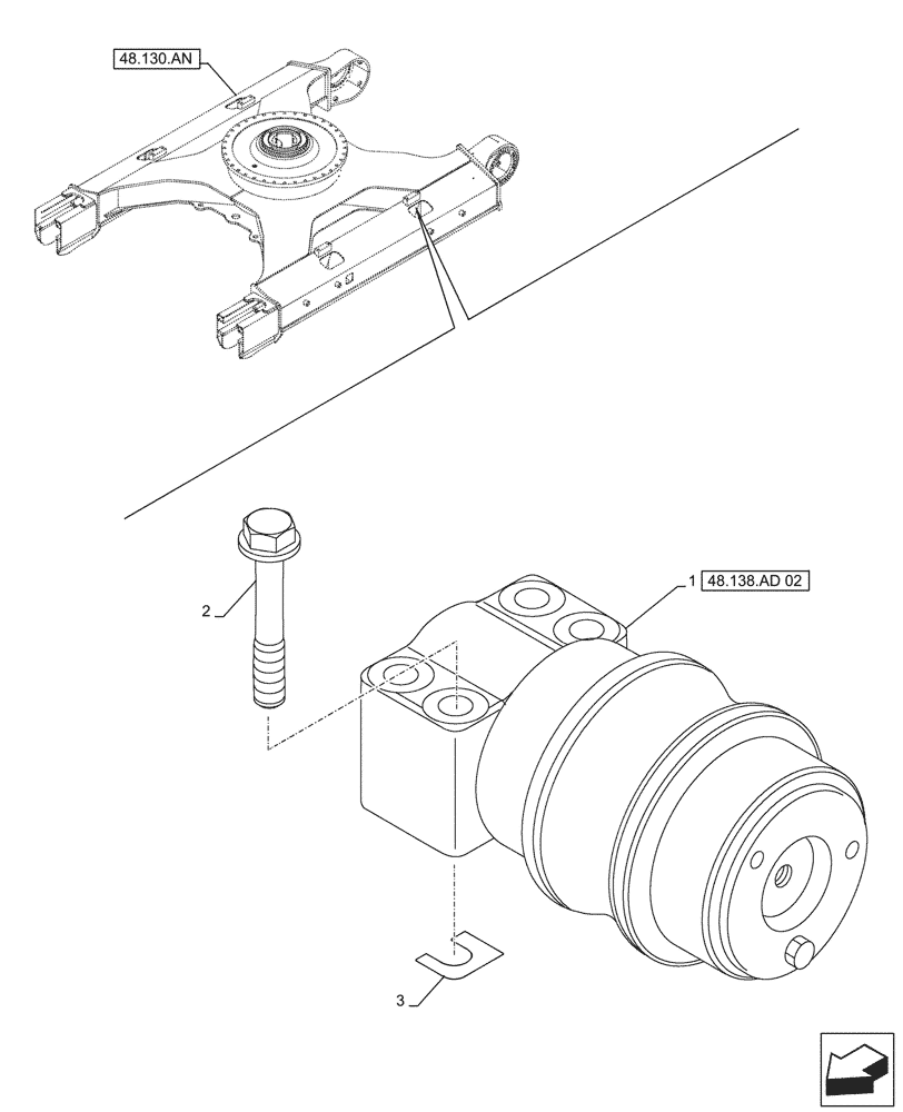 Схема запчастей Case CX490D LC - (48.138.AD[01]) - TRACK ROLLER, SUPPORT (48) - TRACKS & TRACK SUSPENSION