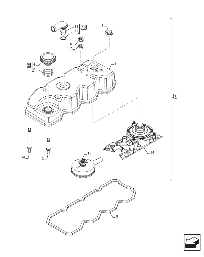 Схема запчастей Case F4HFE413Y B001 - (10.101.AB[02]) - VALVE COVER, FROM SERIAL NUMBER 1462088 (10) - ENGINE