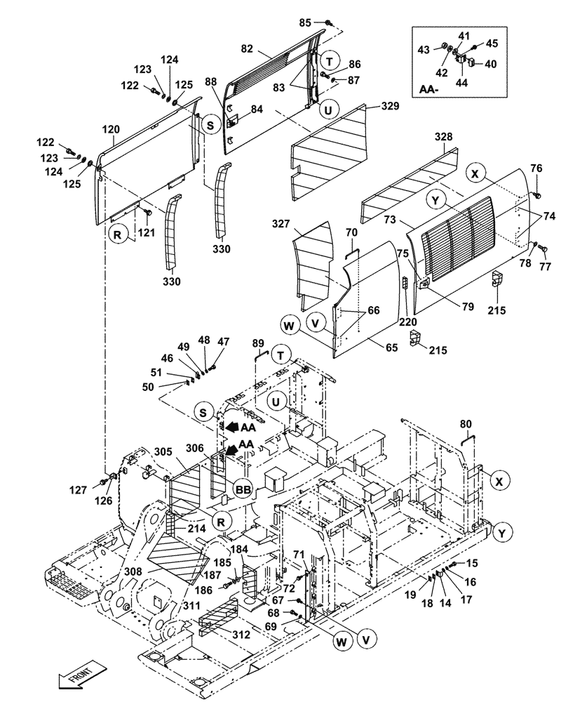 Схема запчастей Case CX470C - (09-007-00[01]) - HOUSE - ACCESS DOOR (05.1) - UPPERSTRUCTURE CHASSIS/ATTACHMENTS