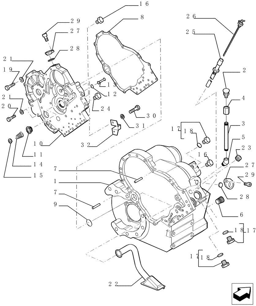 Схема запчастей Case TX842 - (1.28.A[03]) - TRANSMISSION - COMPONENTS (21) - TRANSMISSION