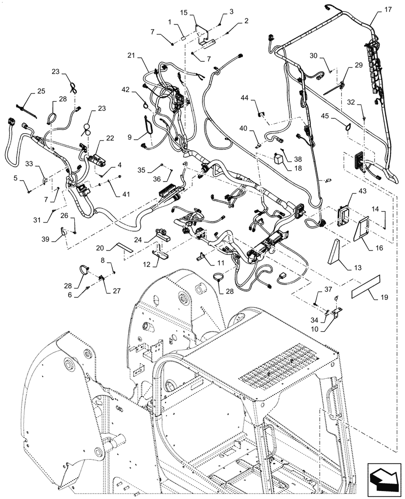 Схема запчастей Case SR240 - (55.101.AC[02]) - WIRE HARNESS & CONNECTOR, MECHANICAL CONTROLS, OPEN CAB (29-MAR-2017 & NEWER) (55) - ELECTRICAL SYSTEMS