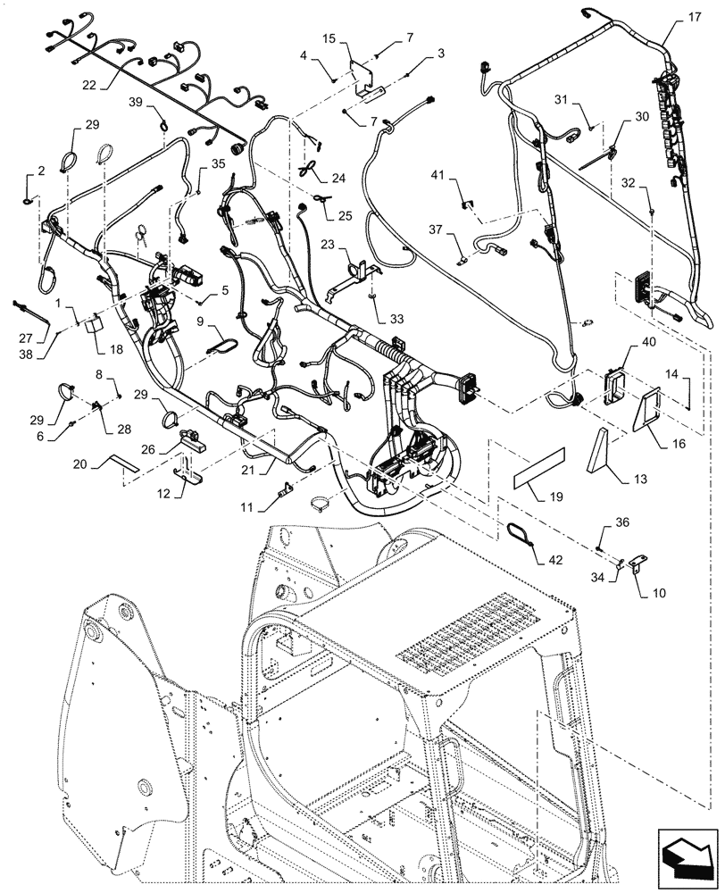 Схема запчастей Case TR310 - (55.101.AC[02]) - WIRE HARNESS & CONNECTOR, MECHANICAL CONTROLS, OPEN CAB (14-NOV-2017 & NEWER) (55) - ELECTRICAL SYSTEMS