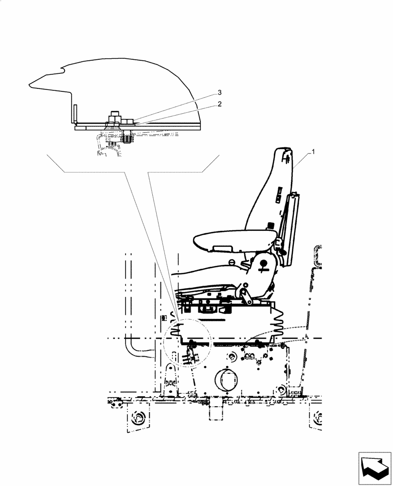 Схема запчастей Case 865B AWD - (09-55[01]) - SEAT SUSPENSION, PNEUMATIC (09) - CHASSIS/ATTACHMENTS