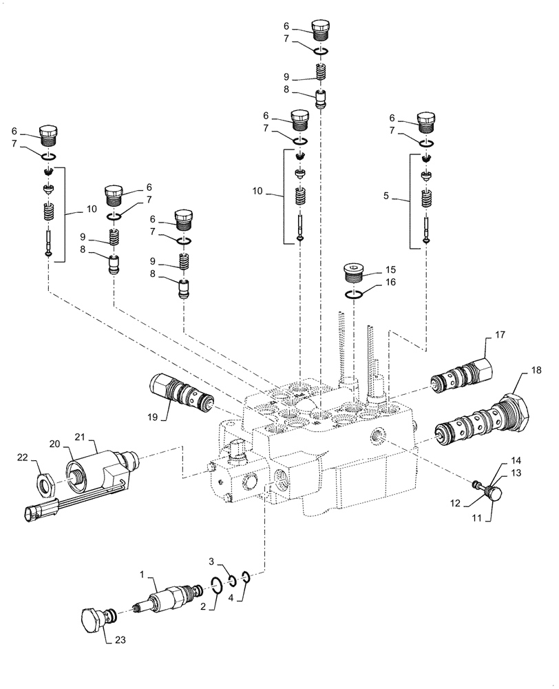 Схема запчастей Case 40XT - (08-13) - VALVE ASSY, CONTROL - SELF-LEVELING, DUAL (08) - HYDRAULICS