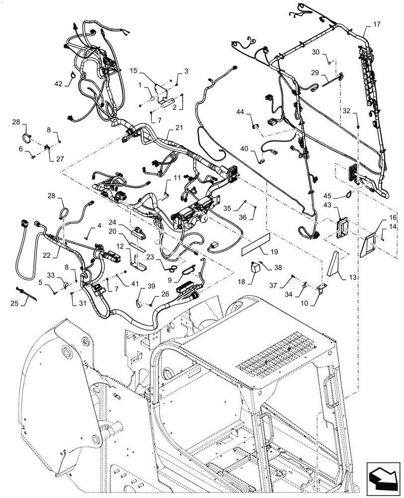 Схема запчастей Case SR240 - (55.101.AC[01]) - WIRE HARNESS & CONNECTOR, MECHANICAL CONTROLS (29-MAR-2017 & NEWER) (55) - ELECTRICAL SYSTEMS