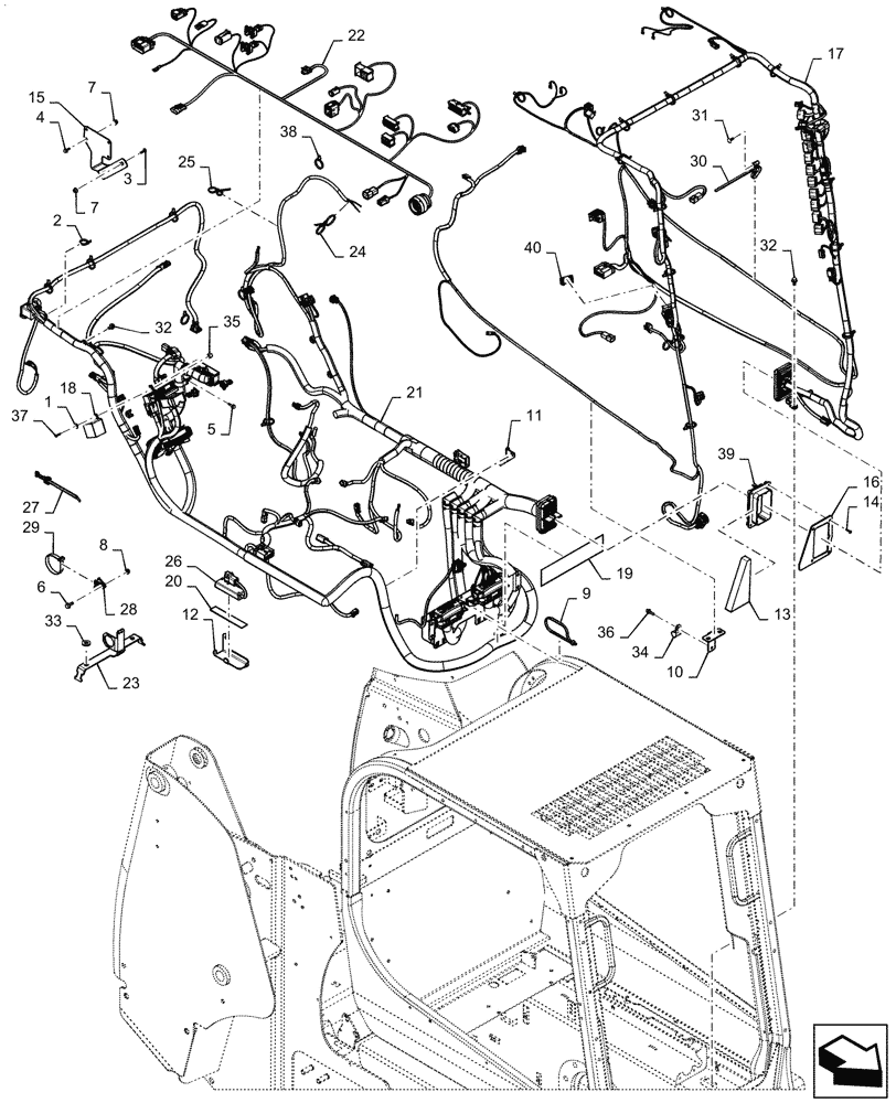 Схема запчастей Case TR310 - (55.101.AC[01]) - WIRE HARNESS & CONNECTOR, MECHANICAL CONTROLS (14-NOV-2017 & NEWER) (55) - ELECTRICAL SYSTEMS