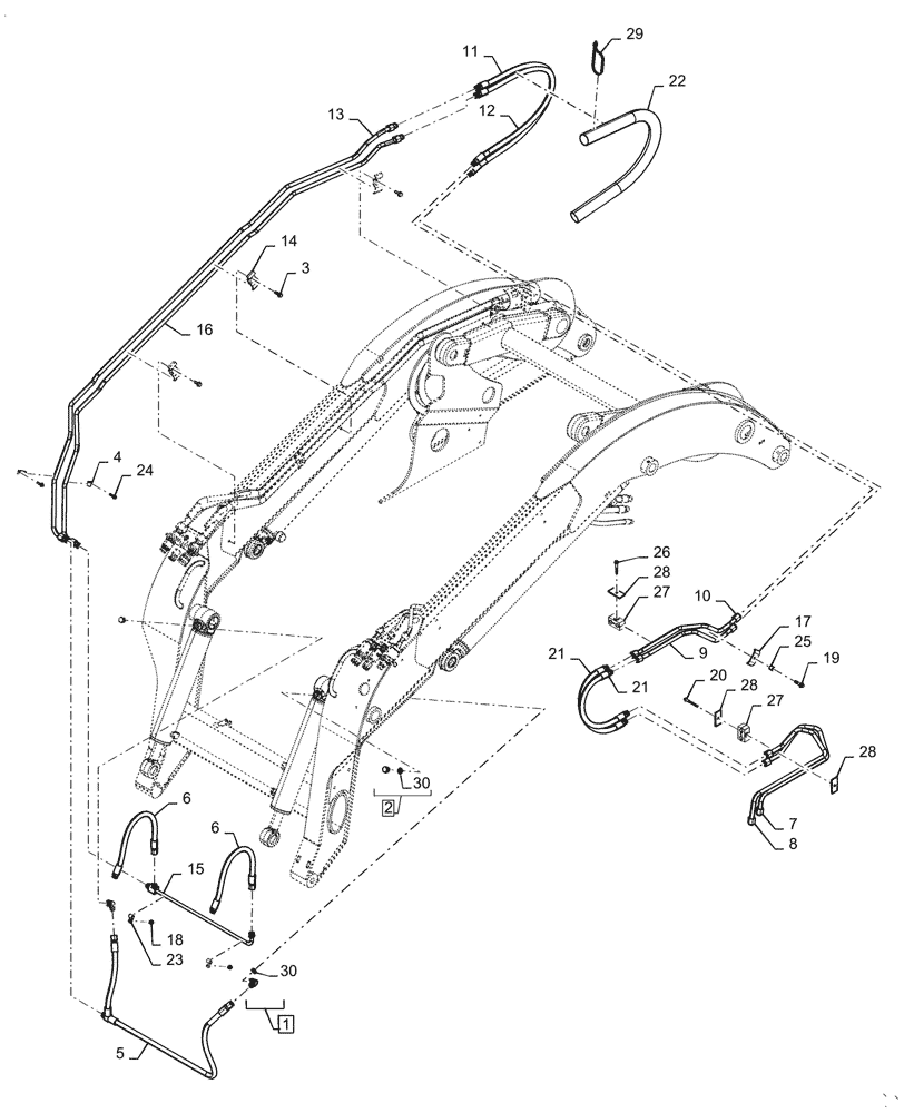 Схема запчастей Case SV300 - (35.701.01[03]) - BUCKET TIP LINES, HP HIGH FLOW 2ND, 02-MAY-2016 AND AFTER (35) - HYDRAULIC SYSTEMS