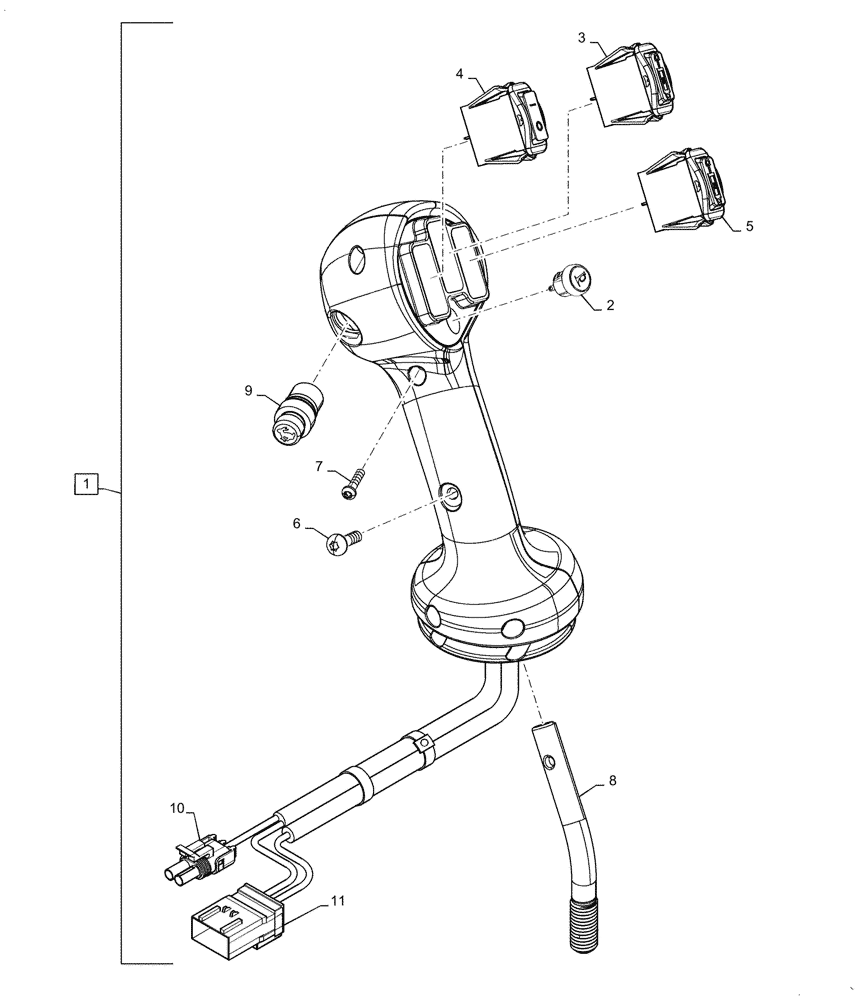 Схема запчастей Case TV380 - (55.512.CL[20]) - LEVEL 550, HANDLE GRIP, LH (55) - ELECTRICAL SYSTEMS