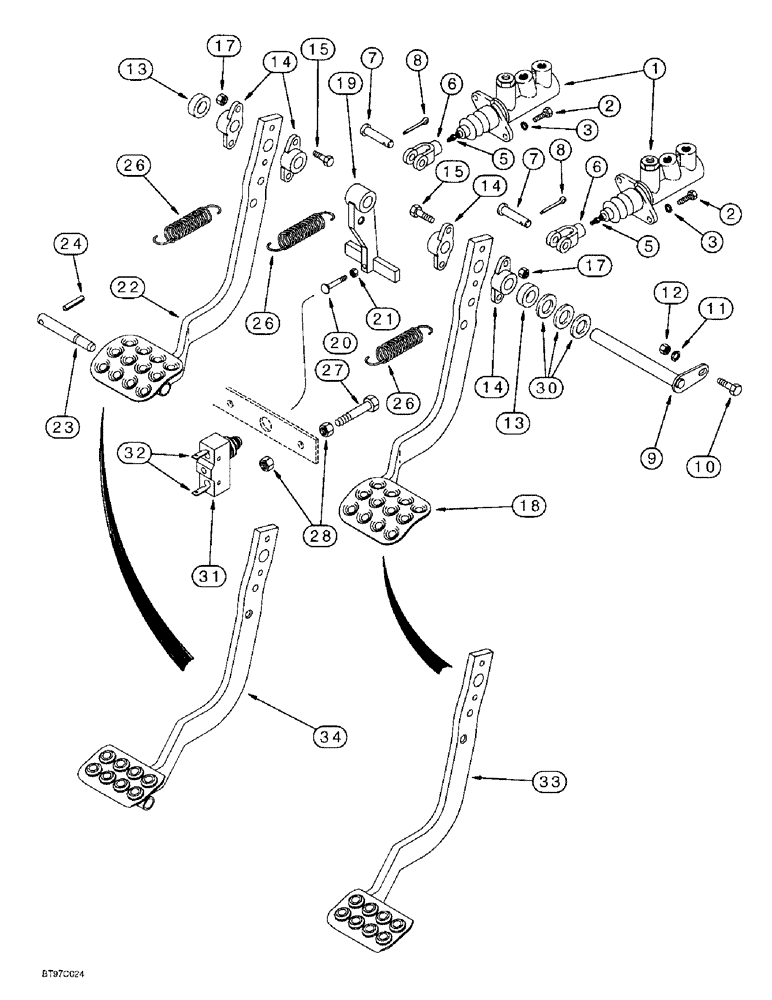 Схема запчастей Case 590L - (7-06) - BRAKE PEDALS AND BRAKE MASTER CYLINDER MOUNTING (07) - BRAKES