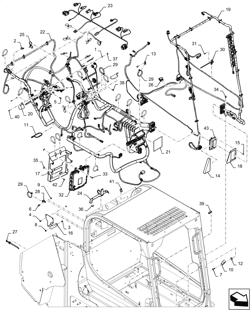 Схема запчастей Case TR310 - (55.101.AC[04]) - WIRE HARNESS & CONNECTOR, ELECTRONIC CONTROLS, OPEN CAB (14-NOV-2017 & NEWER) (55) - ELECTRICAL SYSTEMS