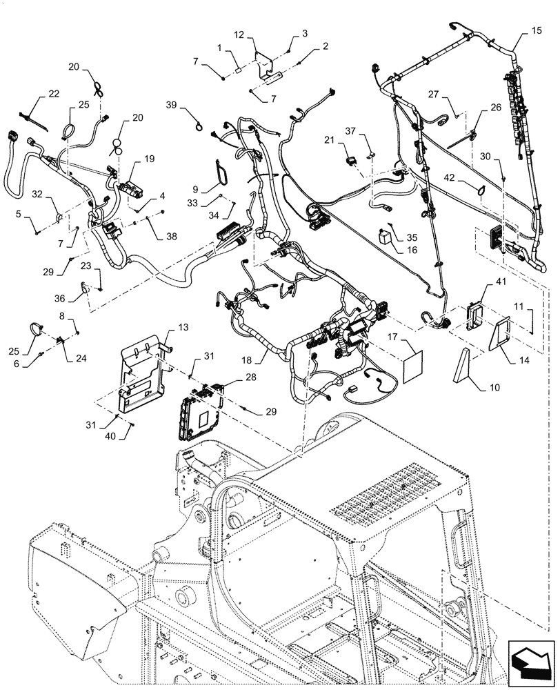 Схема запчастей Case SR240 - (55.101.AC[04]) - WIRE HARNESS & CONNECTOR, ELECTRONIC CONTROLS, OPEN CAB (29-MAR-2017 & NEWER) (55) - ELECTRICAL SYSTEMS