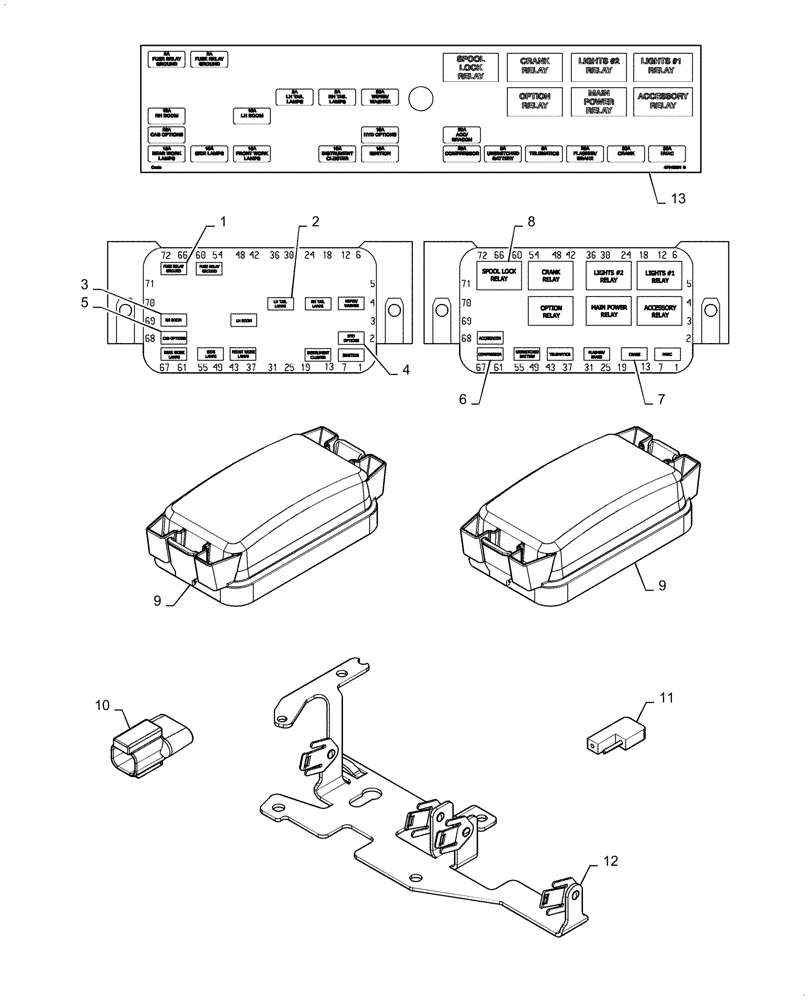 Схема запчастей Case SR130 - (55.100.DO[01]) - FUSE & RELAY, MECHANICAL CONTROLS (14-NOV-2016 & NEWER) (55) - ELECTRICAL SYSTEMS