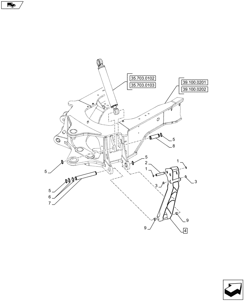 Схема запчастей Case 580SN WT - (39.129.0101) - STABILIZER (39) - FRAMES AND BALLASTING