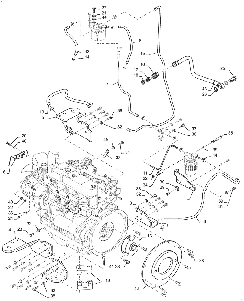 Схема запчастей Case DV23 - (10.001.AK[02a]) - ENGINE MOUNT - ASN NFNTT0186 (10) - ENGINE