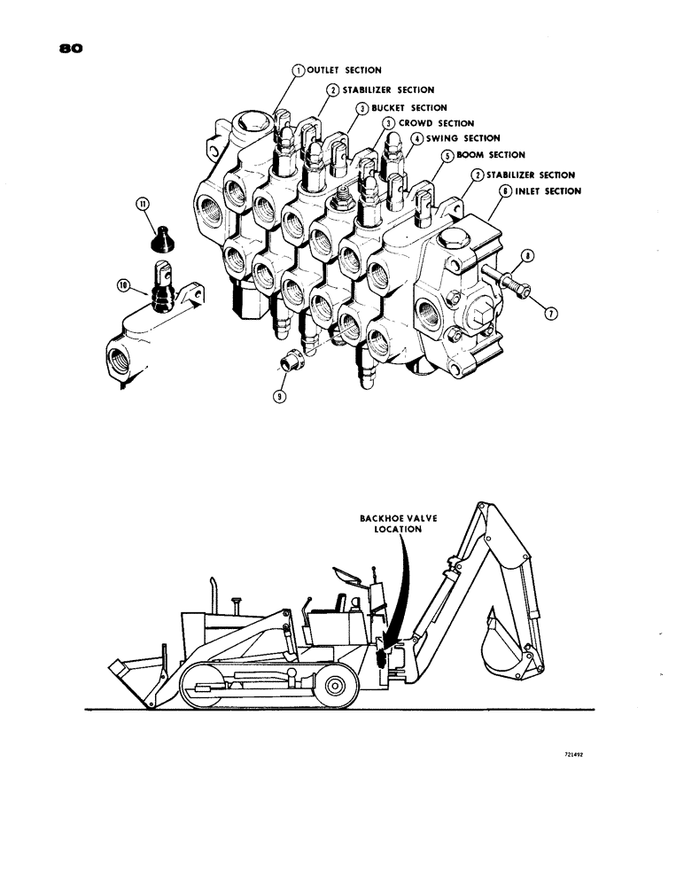 Схема запчастей Case 33 - (080) - D39047 AND D51303 BACKHOE CONTROL VALVES 