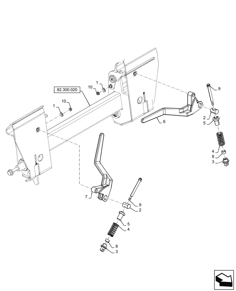 Схема запчастей Case TR340 - (82.300.010) - MECH. COUPLER (82) - FRONT LOADER & BUCKET