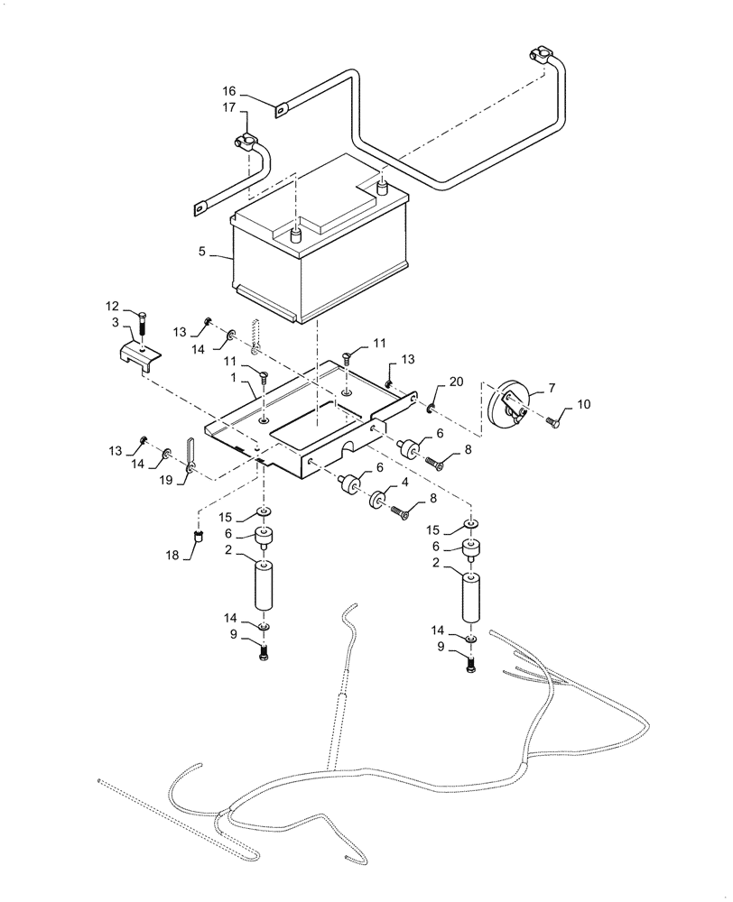 Схема запчастей Case DV23 - (55.302.AK[01a]) - BATTERY - TRAY & CABLES - ASN NFNTT0186 (55) - ELECTRICAL SYSTEMS