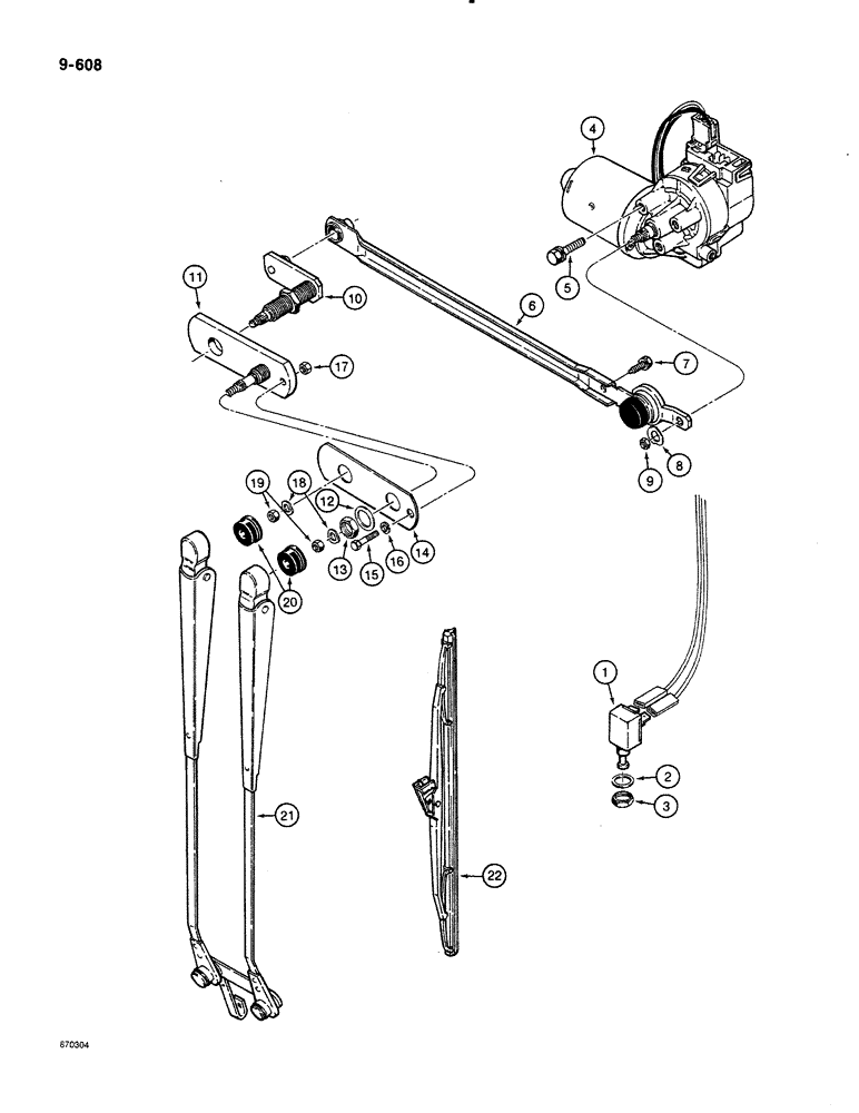 Схема запчастей Case 580K - (09-608) - CAB REAR WINDSHIELD WIPER (09) - CHASSIS/ATTACHMENTS