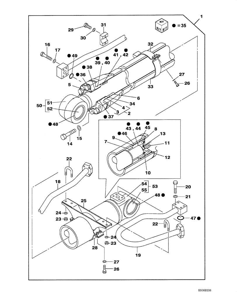 Схема запчастей Case CX700B - (08-87) - ARM CYLINDER (WITHOUT VALVE, PRESSURE RELIEF) (08) - HYDRAULICS