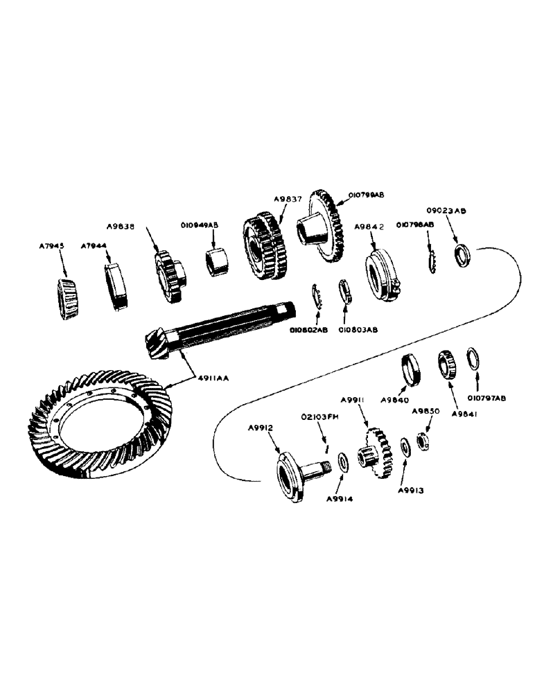 Схема запчастей Case 420 - (093) - COUNTERSHAFT AND DIFFERENTIAL RING GEAR FOR SHUTTLE TRANSMISSION (21) - TRANSMISSION