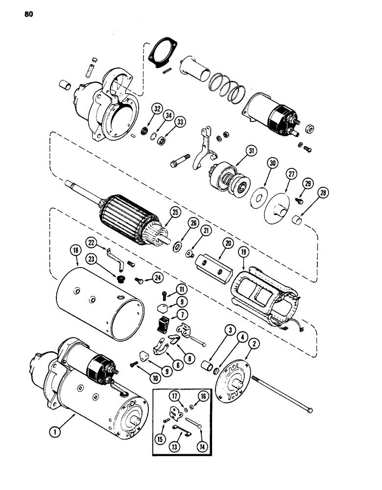 Схема запчастей Case 480LL - (080) - A169502 STARTER (55) - ELECTRICAL SYSTEMS