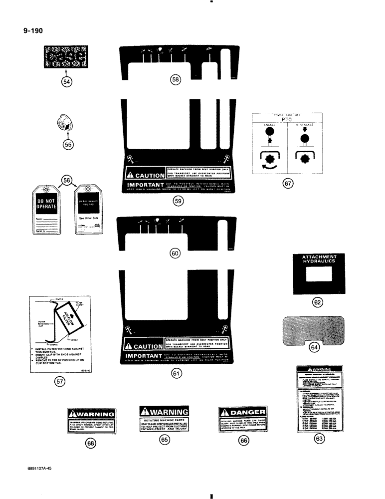 Схема запчастей Case 580K - (9-190) - DECALS (09) - CHASSIS/ATTACHMENTS