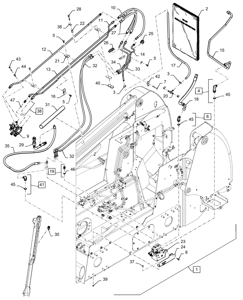 Схема запчастей Case TR340 - (88.100.35[05]) - DIA KIT, 2ND FRONT HYDRAULIC AUXILIARY, LRG RAD (88) - ACCESSORIES