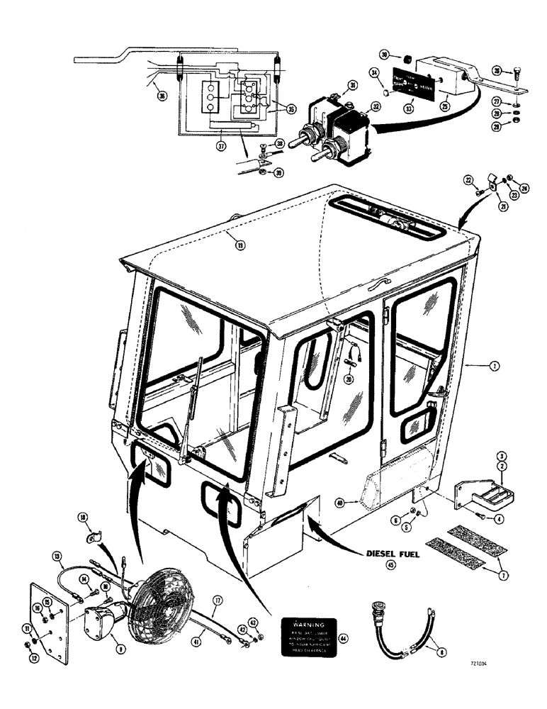 Схема запчастей Case 680CK - (244) - ROPS CAB AND RELATED PARTS (90) - PLATFORM, CAB, BODYWORK AND DECALS