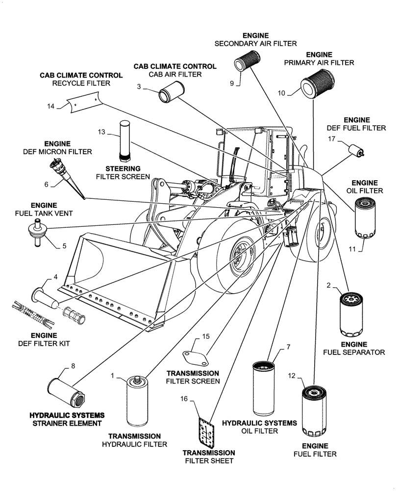 Схема запчастей Case 821F - (05.100.03[01]) - FILTER, 821F (05) - SERVICE & MAINTENANCE