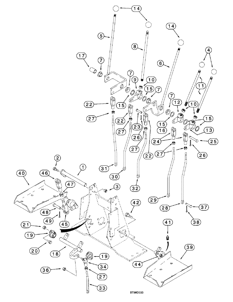 Схема запчастей Case 580L - (9-035) - BACKHOE CONTROLS WITH FOOT SWING, WITH NON-EXTENDABLE DIPPER (09) - CHASSIS/ATTACHMENTS