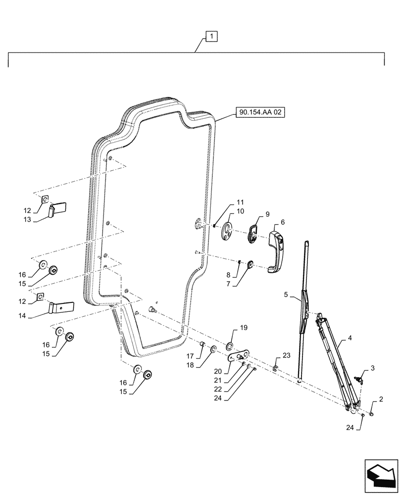 Схема запчастей Case SV185 - (90.154.AA[01]) - DEMO DOOR ASSY, EXTERNAL COMPONENTS (14-FEB-2015 & PRIOR) (90) - PLATFORM, CAB, BODYWORK AND DECALS