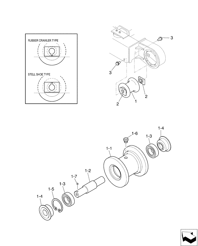 Схема запчастей Case CX17B - (02-008) - ROLLER ASSY, TRACK (48) - TRACKS & TRACK SUSPENSION